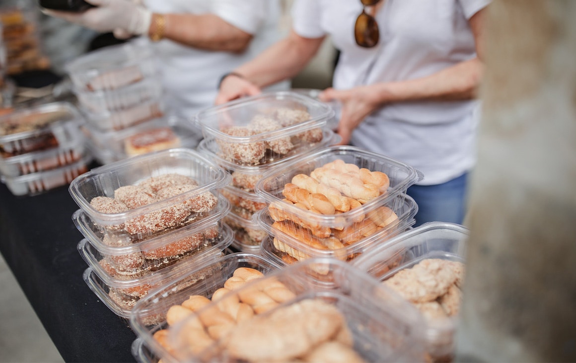 a table filled with greek sweets